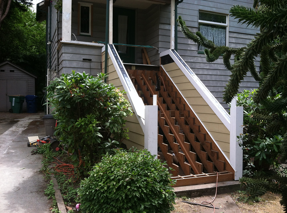 New Exterior Front Entry Stairs Seattle Historic Home Restoration